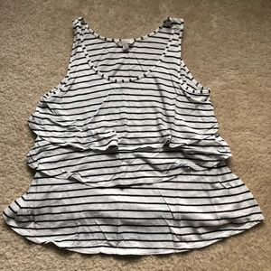 77 Kids, black & white stripe, multi layered tank